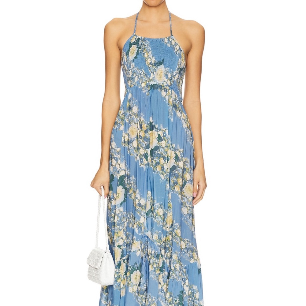 Free People Heat Wave Maxi Dress in Allure Blue Combo
